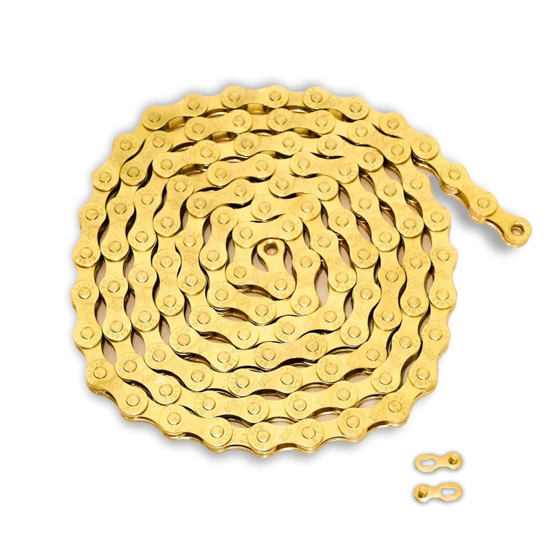 Tailcle 6/7/8 Speed Gold Bike Chain, Bicycle Chain Bike Parts Chain Replacement for Road Mountain Racing Cycling E-Bike MTB BMX (Gold 6/7/8 Speed) - Image 1